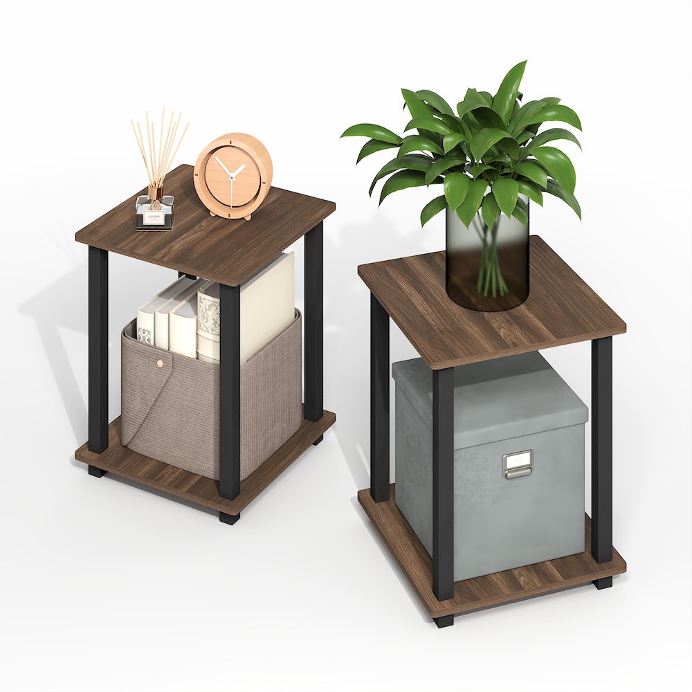 Simplistic End Table, Set of Two, Brown Walnut/Black. Picture 3