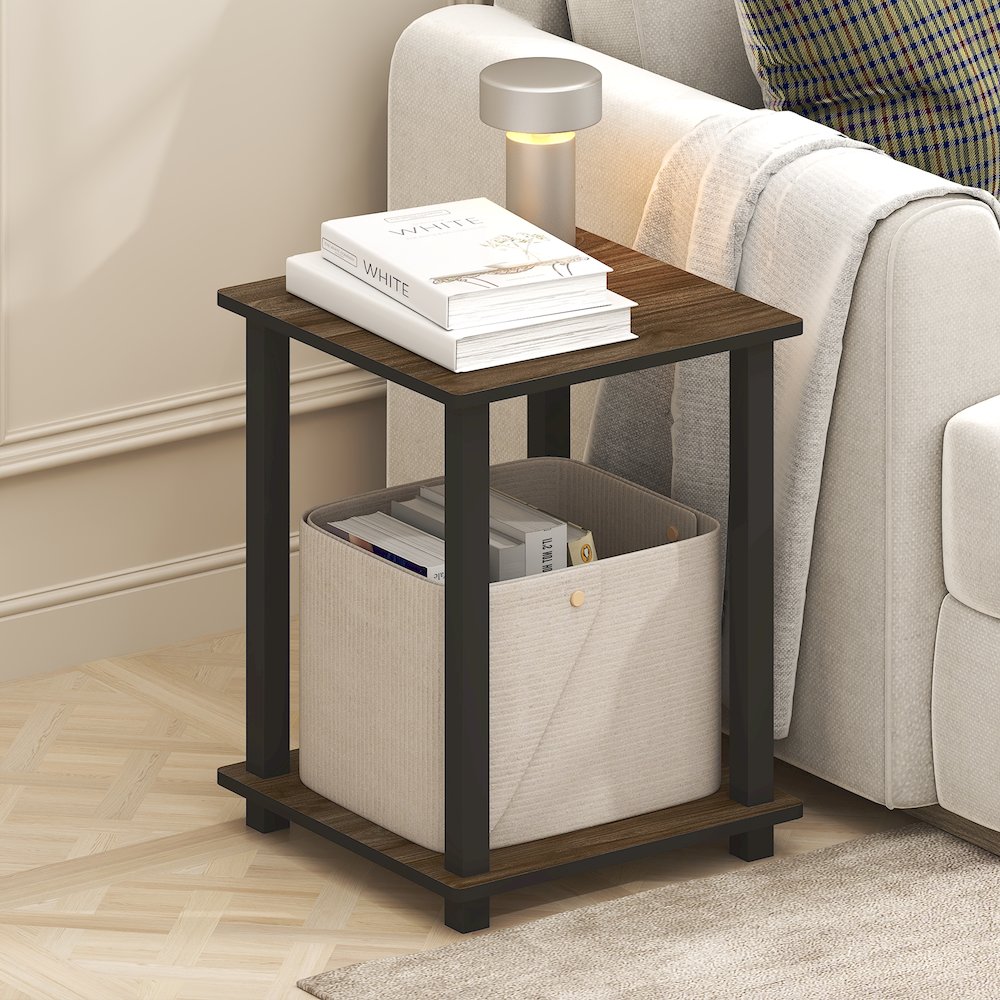 Simplistic End Table, Set of Two, Brown Walnut/Black. Picture 5