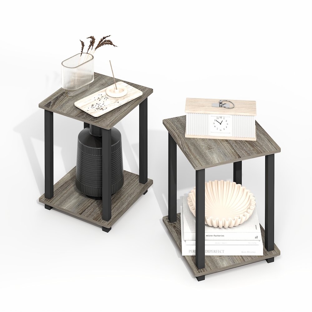 Simplistic End Table, Set of Two, Grey Oak/Black. Picture 3