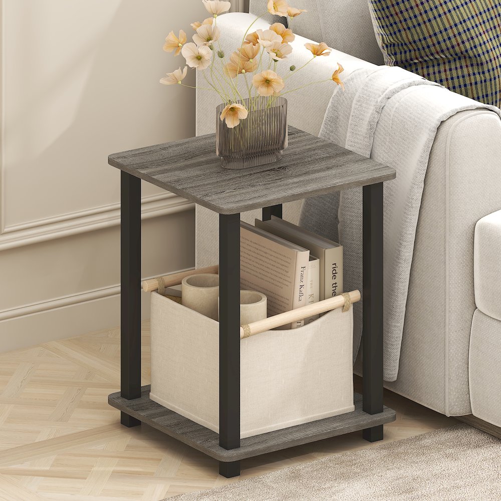 Simplistic End Table, Set of Two, Grey Oak/Black. Picture 5