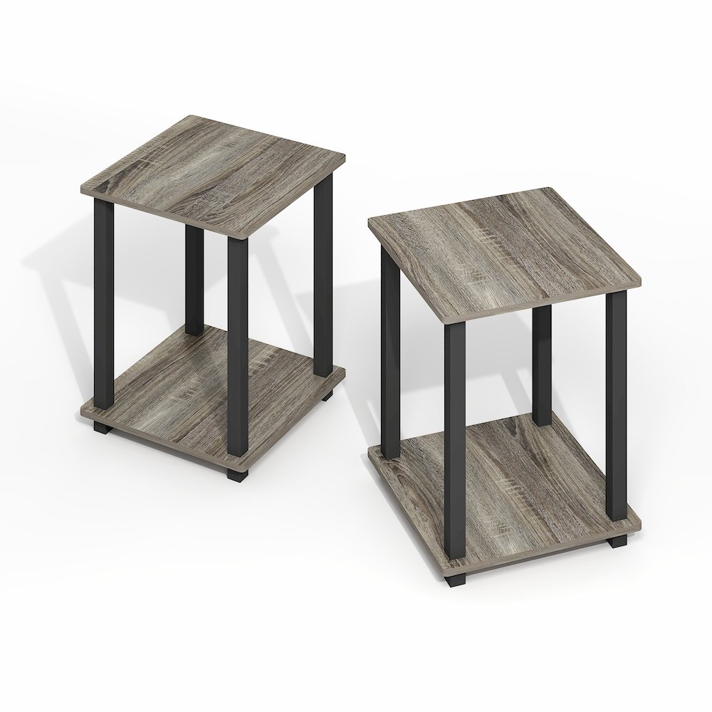 Simplistic End Table, Set of Two, Grey Oak/Black. Picture 1