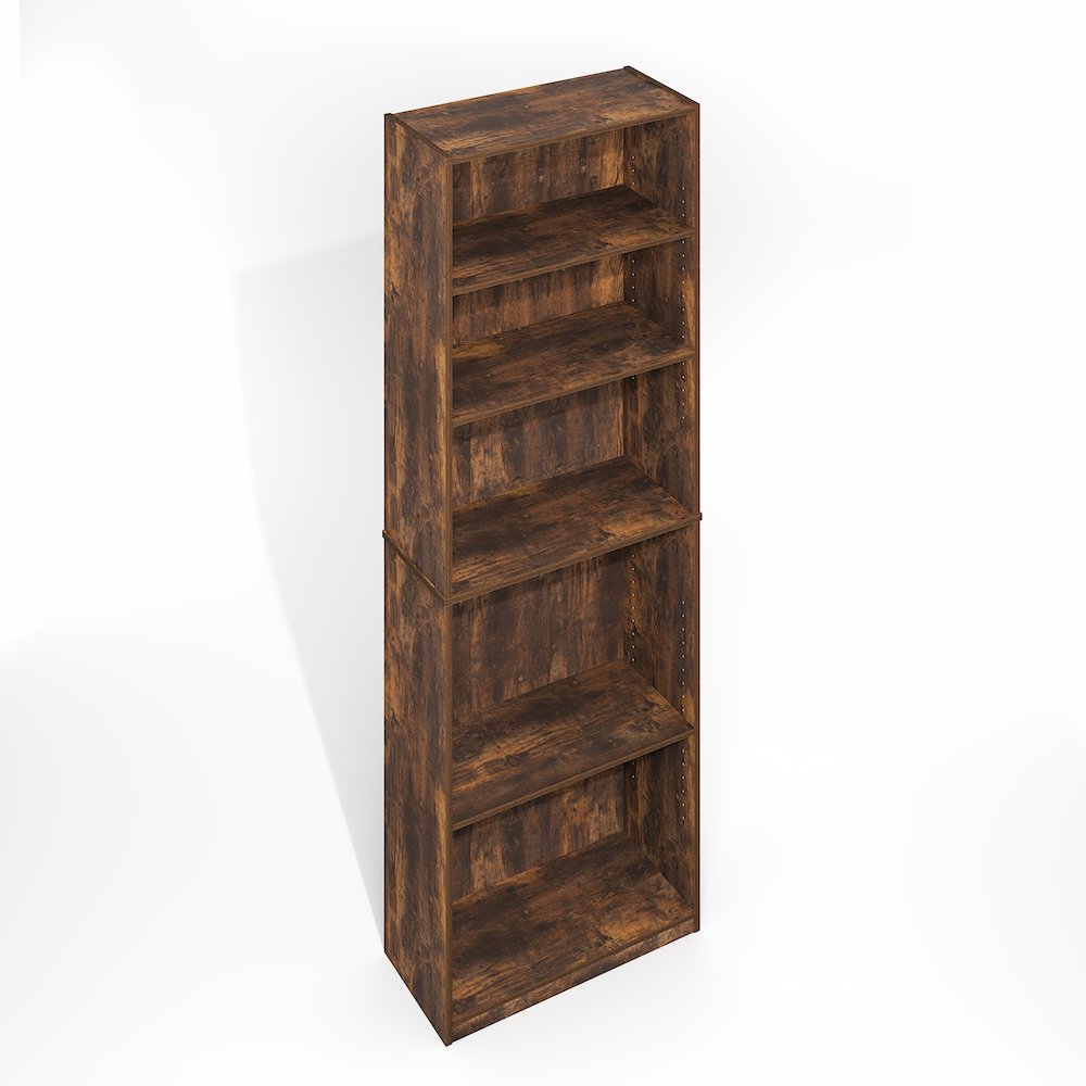 JAYA Simply Home Adjustable Shelf Bookcase, 5-Tier, Amber Oak. Picture 1