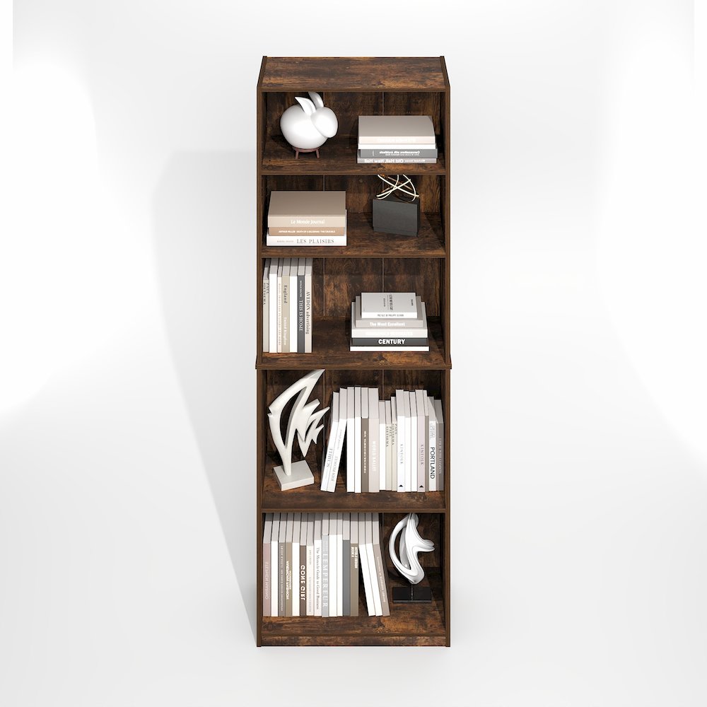 JAYA Simply Home Adjustable Shelf Bookcase, 5-Tier, Amber Oak. Picture 4