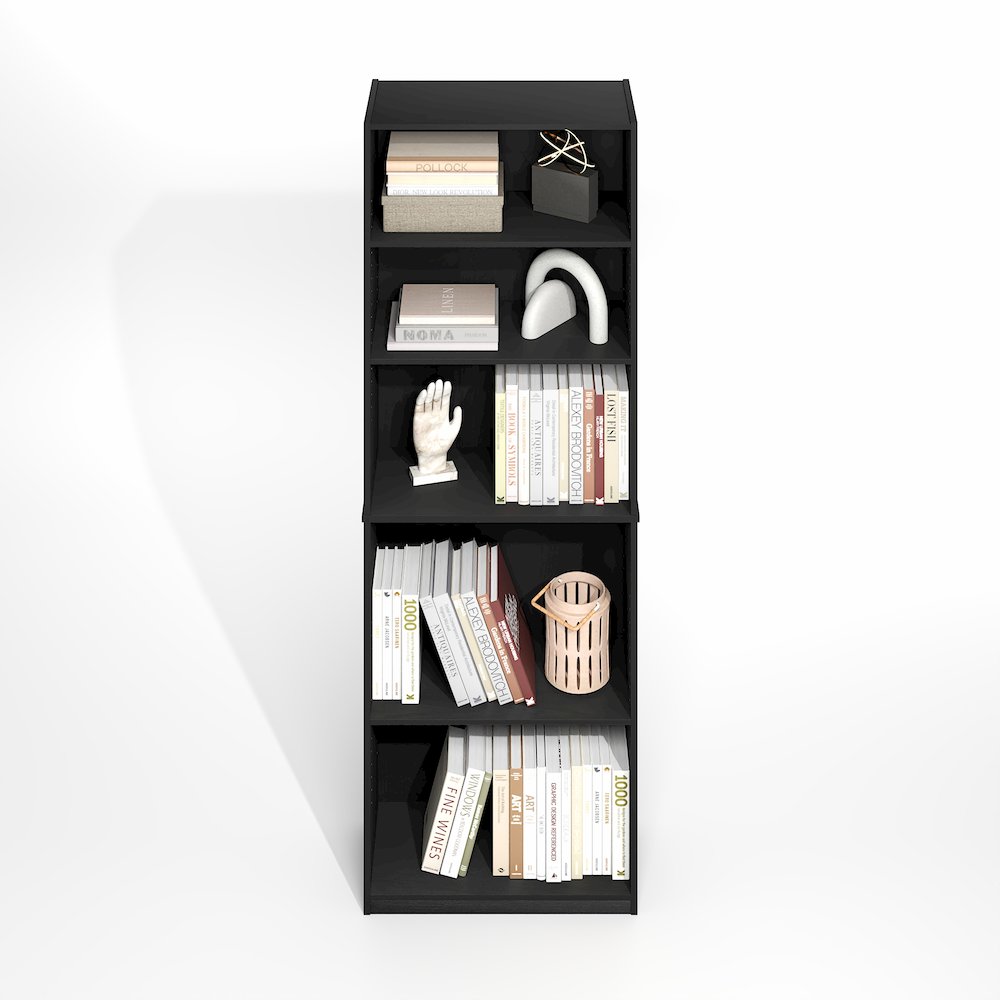 JAYA Simply Home Adjustable Shelf Bookcase, 5-Tier, Darkwood. Picture 4