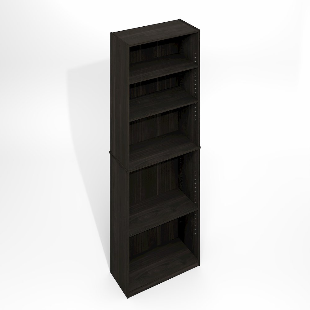 JAYA Simply Home Adjustable Shelf Bookcase, 5-Tier, Black Espresso. Picture 1
