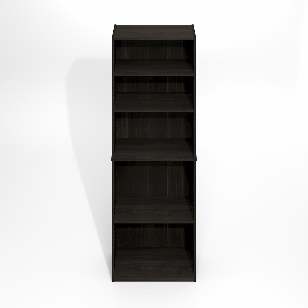 JAYA Simply Home Adjustable Shelf Bookcase, 5-Tier, Black Espresso. Picture 2