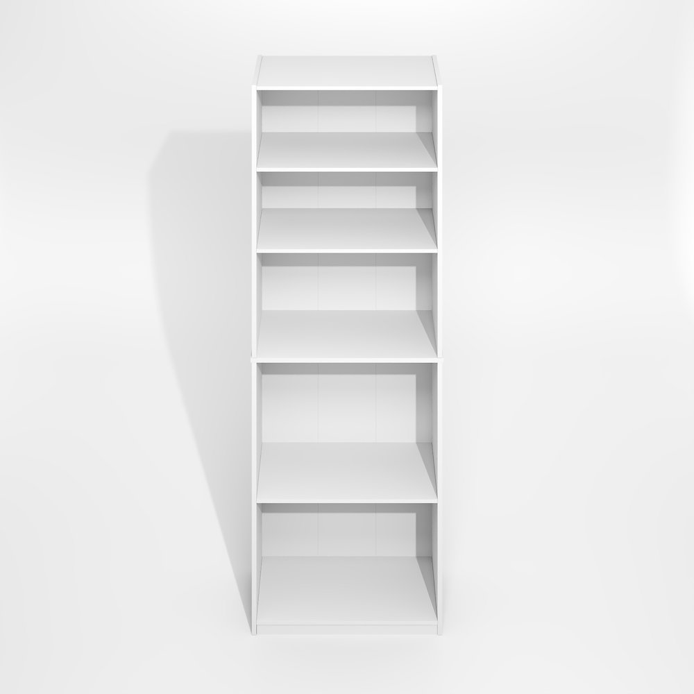 JAYA Simply Home Adjustable Shelf Bookcase, 5-Tier, Plain White. Picture 2