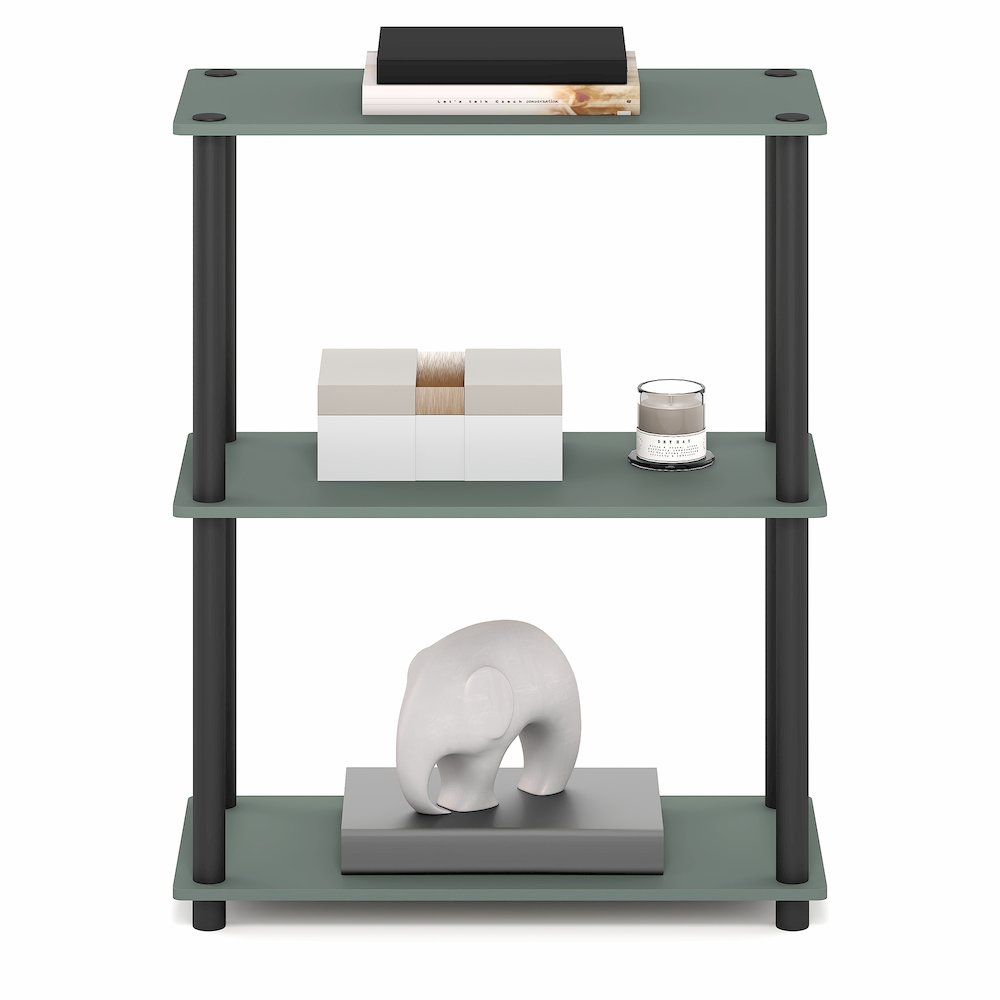 3-Tier Book Shelf, Corner Shelf, Toolless Open Shelves, Sage Green. Picture 3