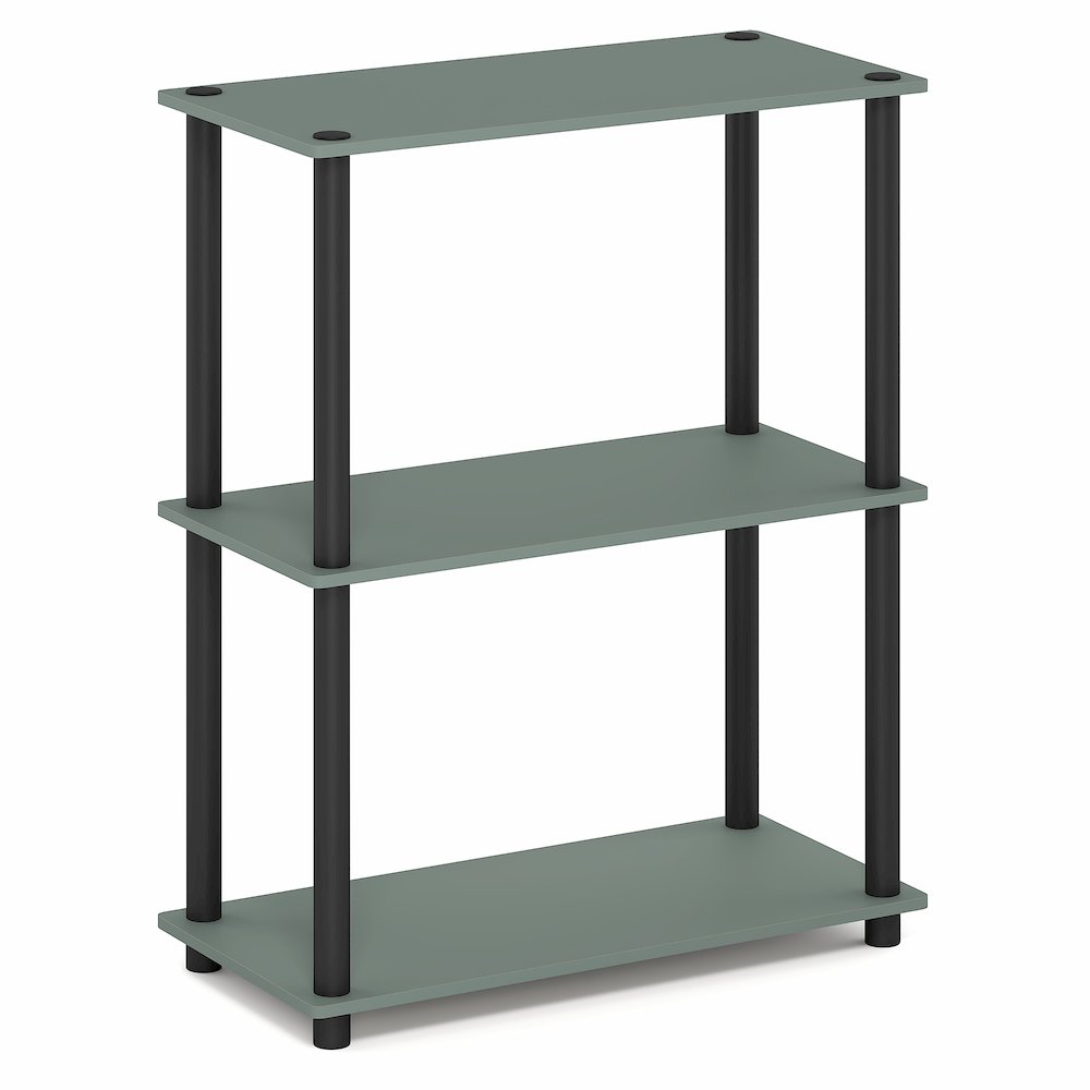 3-Tier Book Shelf, Corner Shelf, Toolless Open Shelves, Sage Green. Picture 1