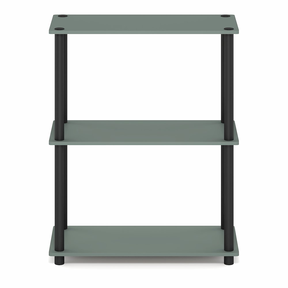 3-Tier Book Shelf, Corner Shelf, Toolless Open Shelves, Sage Green. Picture 2