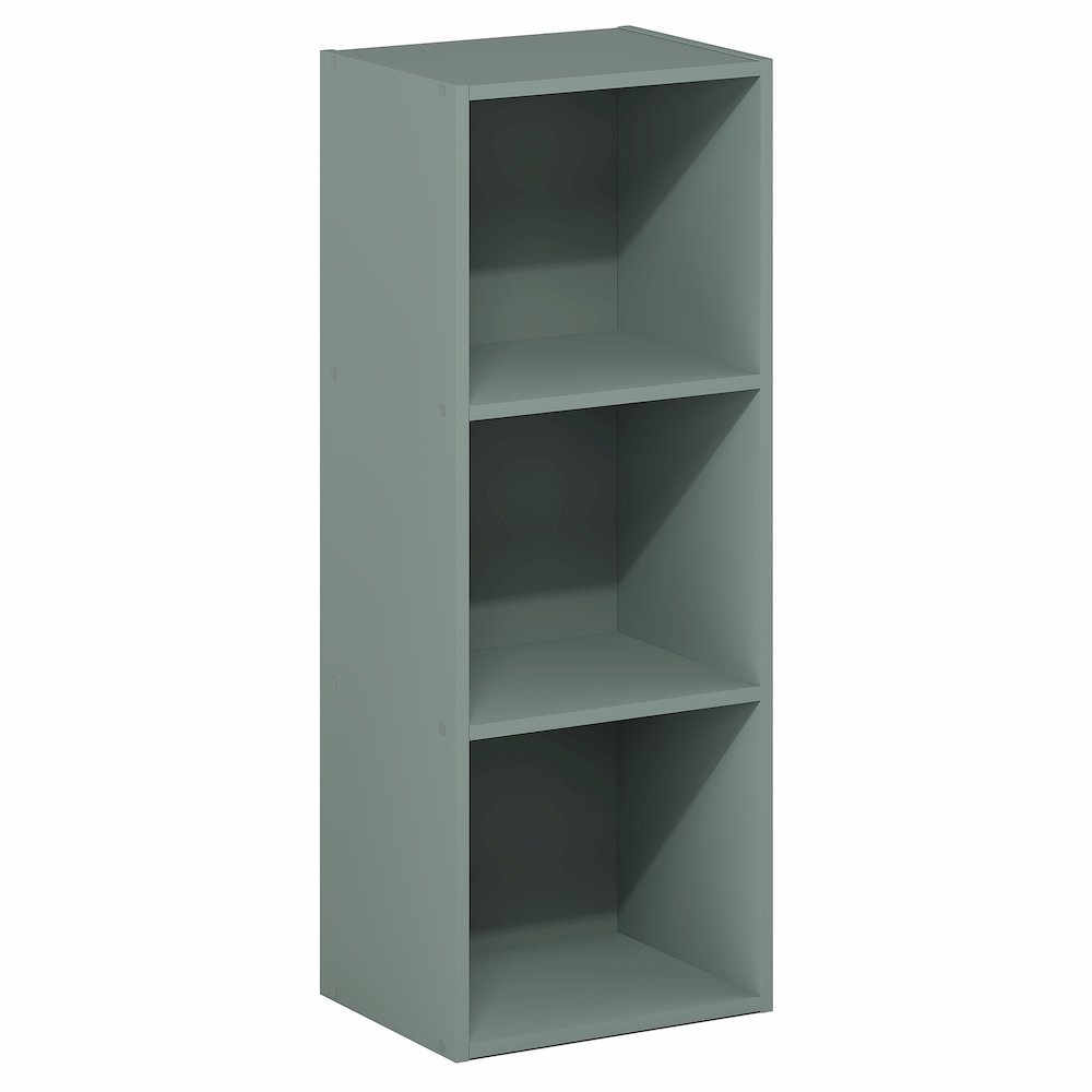 LUDER Book Shelf, 3-Cube Bookshelf, Bookcase, Sage Green. Picture 1