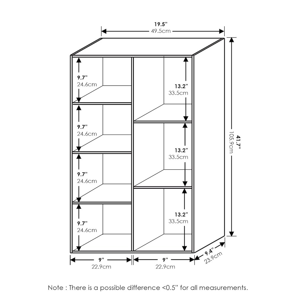 LUDER Book Shelf, 7-Cube Bookshelf, Bookcase, Sage Green. Picture 6