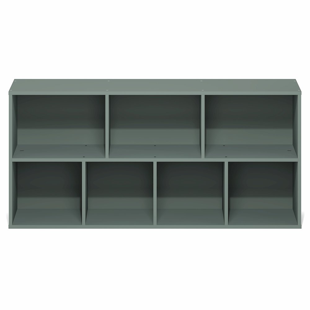 LUDER Book Shelf, 7-Cube Bookshelf, Bookcase, Sage Green. Picture 3