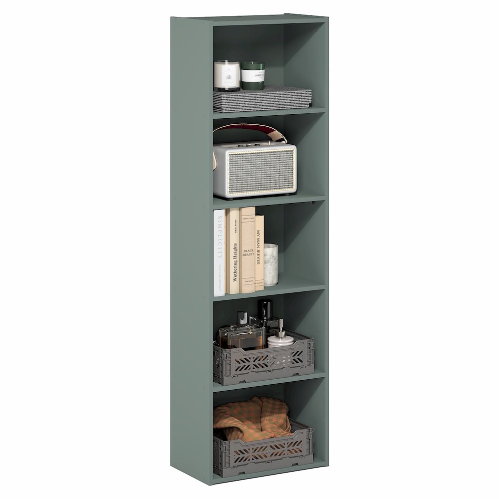 LUDER Book Shelf, 5-Tier Bookshelf, Bookcase, Sage Green. Picture 3