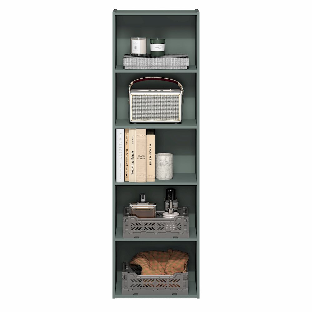 LUDER Book Shelf, 5-Tier Bookshelf, Bookcase, Sage Green. Picture 6