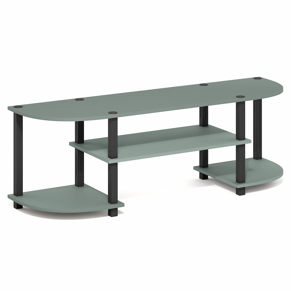 Entertainment Center for TV up to 55 Inch, Round Corner, Open shelves,Sage Green. Picture 1