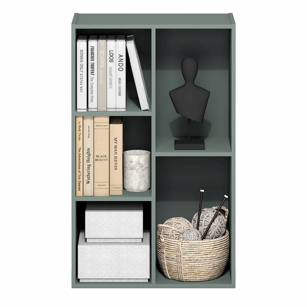 LUDER Book Shelf, 5-Cube Bookshelf, Reversible Bookcase, Sage Green. Picture 7