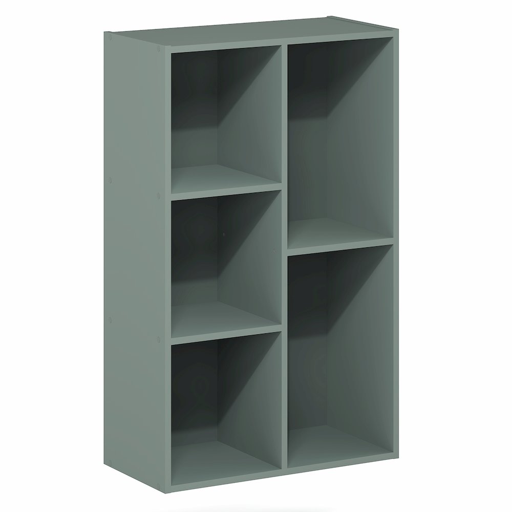 LUDER Book Shelf, 5-Cube Bookshelf, Reversible Bookcase, Sage Green. Picture 1