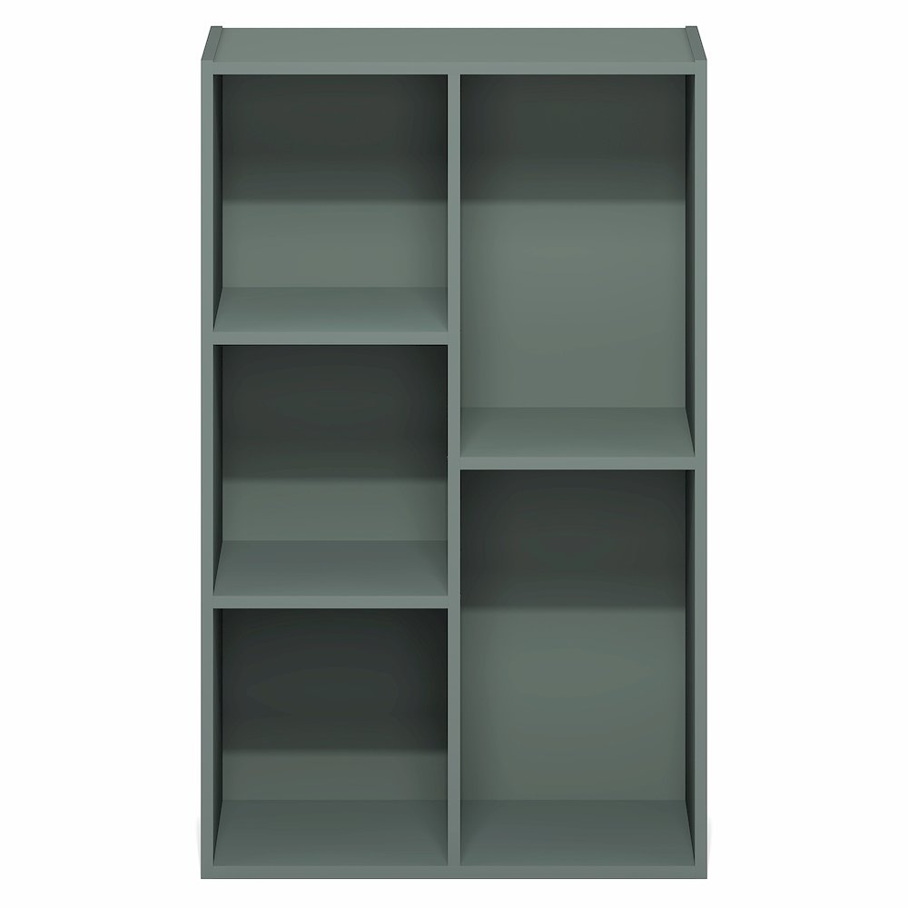LUDER Book Shelf, 5-Cube Bookshelf, Reversible Bookcase, Sage Green. Picture 2