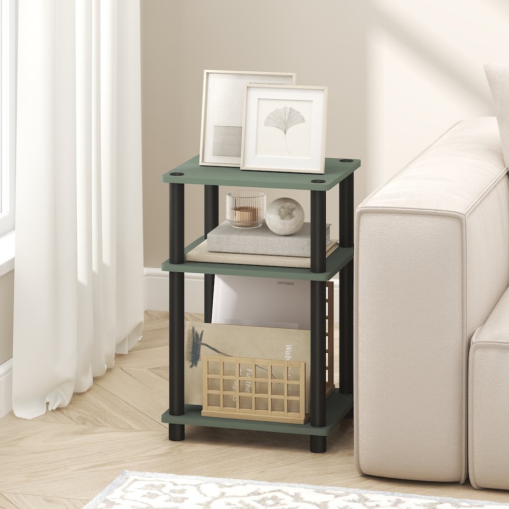 3-Tier End Table, Open Shelves, Sage Green. Picture 5