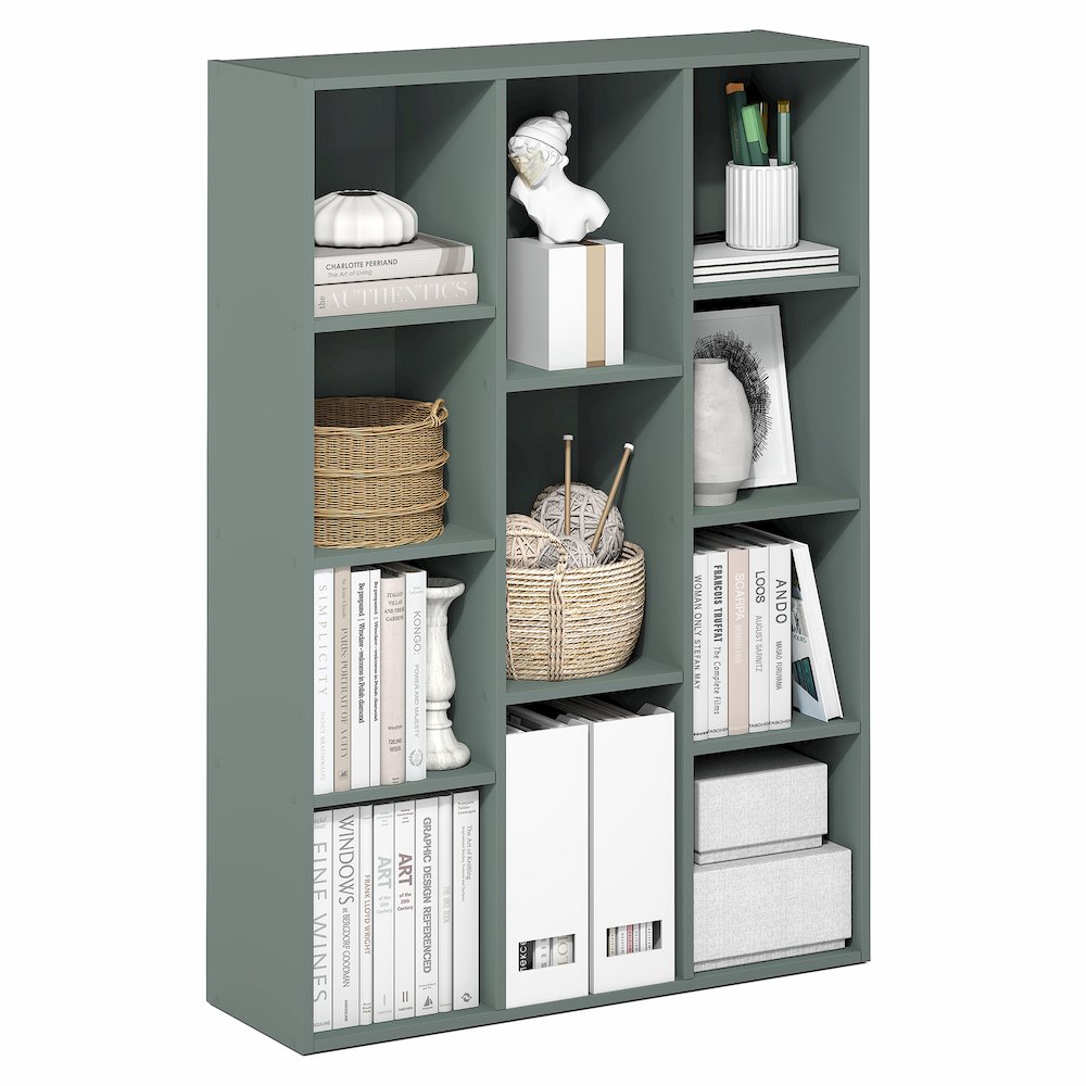 LUDER Book Shelf, 11-Cube Bookshelf, Reversible Bookcase, Sage Green. Picture 4