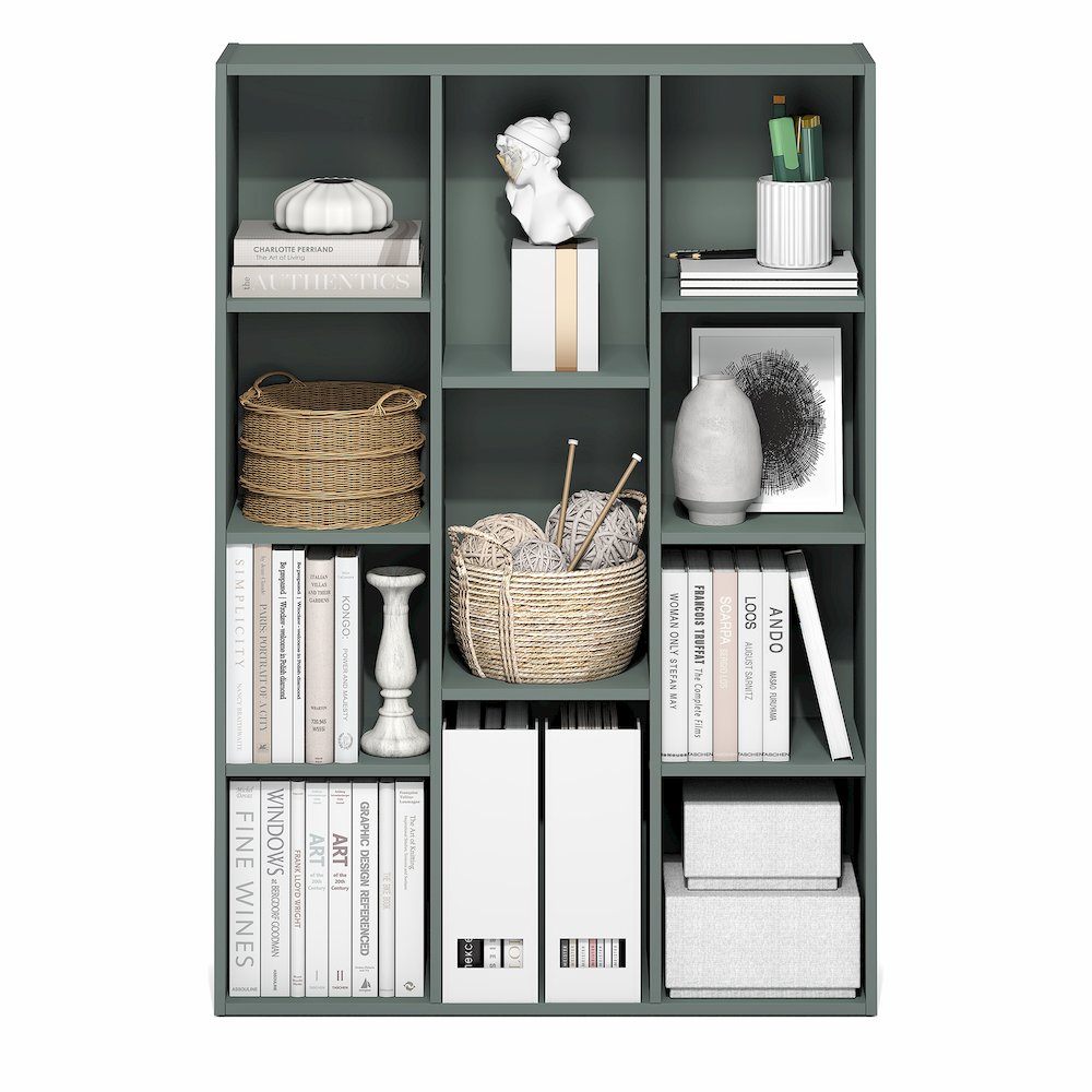 LUDER Book Shelf, 11-Cube Bookshelf, Reversible Bookcase, Sage Green. Picture 7