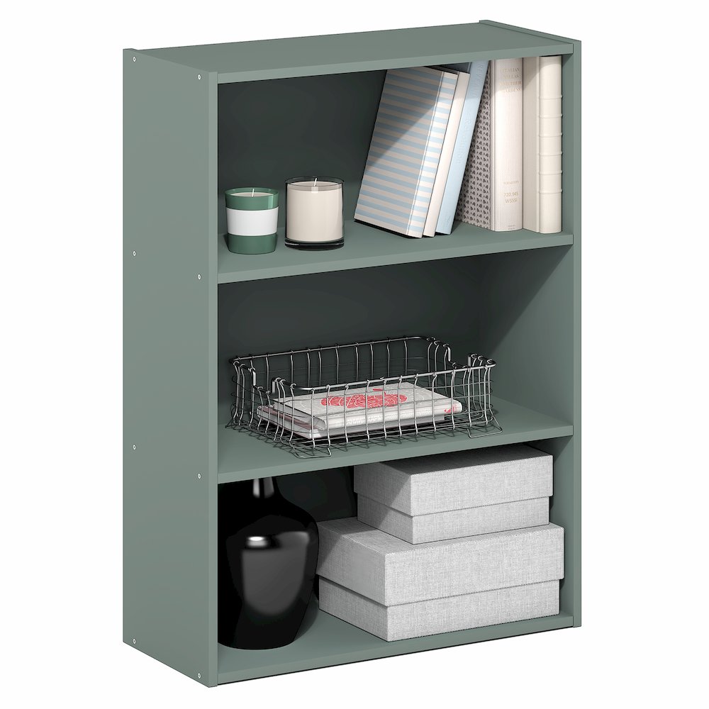 PASIR Book Shelf, 3-Tier Bookshelf, Bookcase, Sage Green. Picture 3
