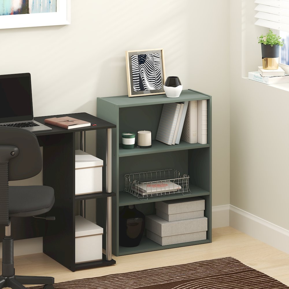 PASIR Book Shelf, 3-Tier Bookshelf, Bookcase, Sage Green. Picture 4