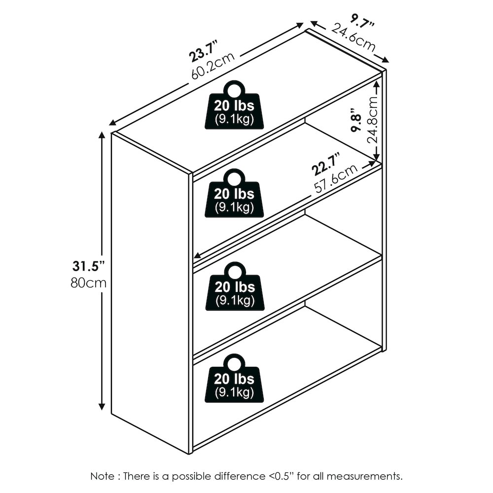PASIR Book Shelf, 3-Tier Bookshelf, Bookcase, Sage Green. Picture 5