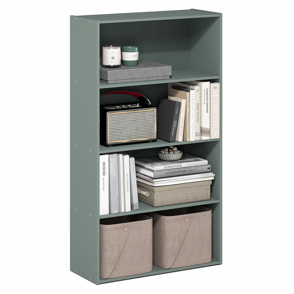 PASIR Book Shelf, 4-Tier Bookshelf, Bookcase, Sage Green. Picture 3