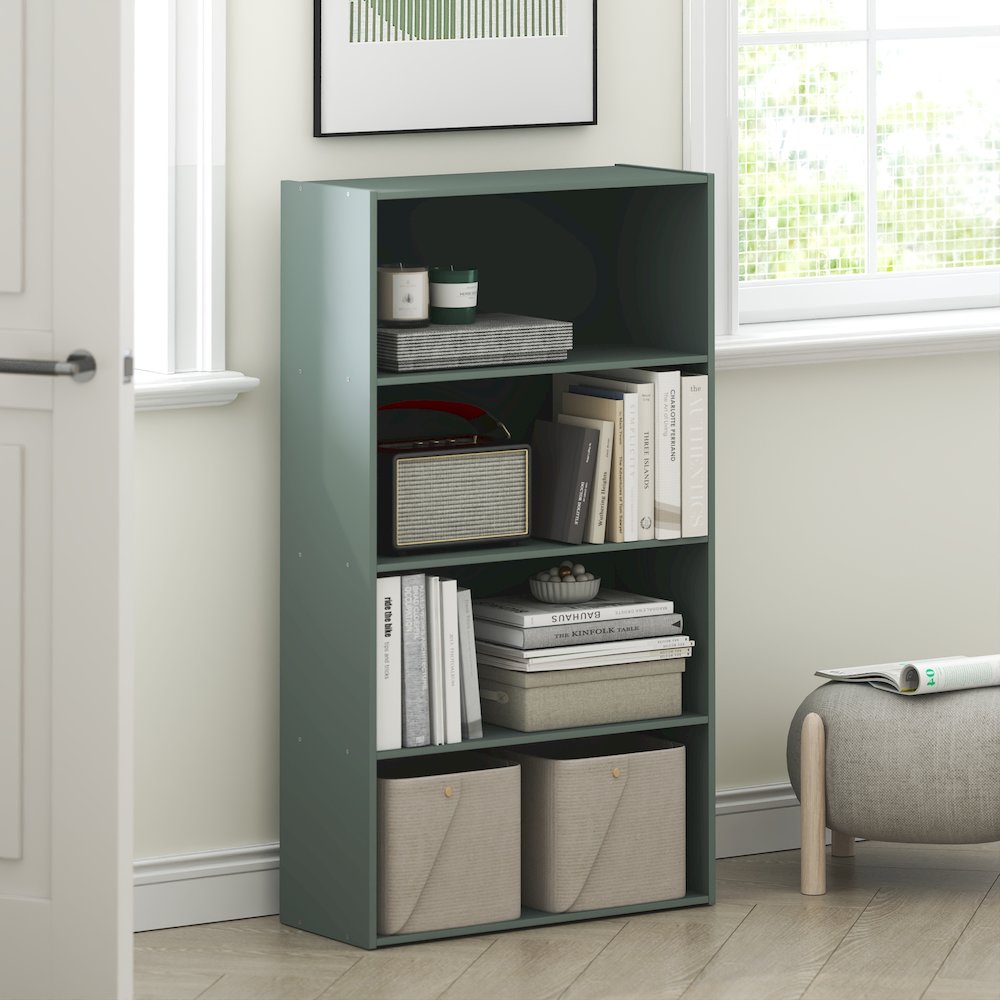 PASIR Book Shelf, 4-Tier Bookshelf, Bookcase, Sage Green. Picture 4