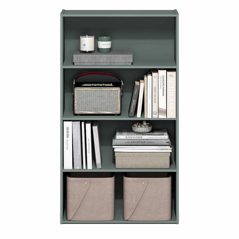 PASIR Book Shelf, 4-Tier Bookshelf, Bookcase, Sage Green. Picture 6