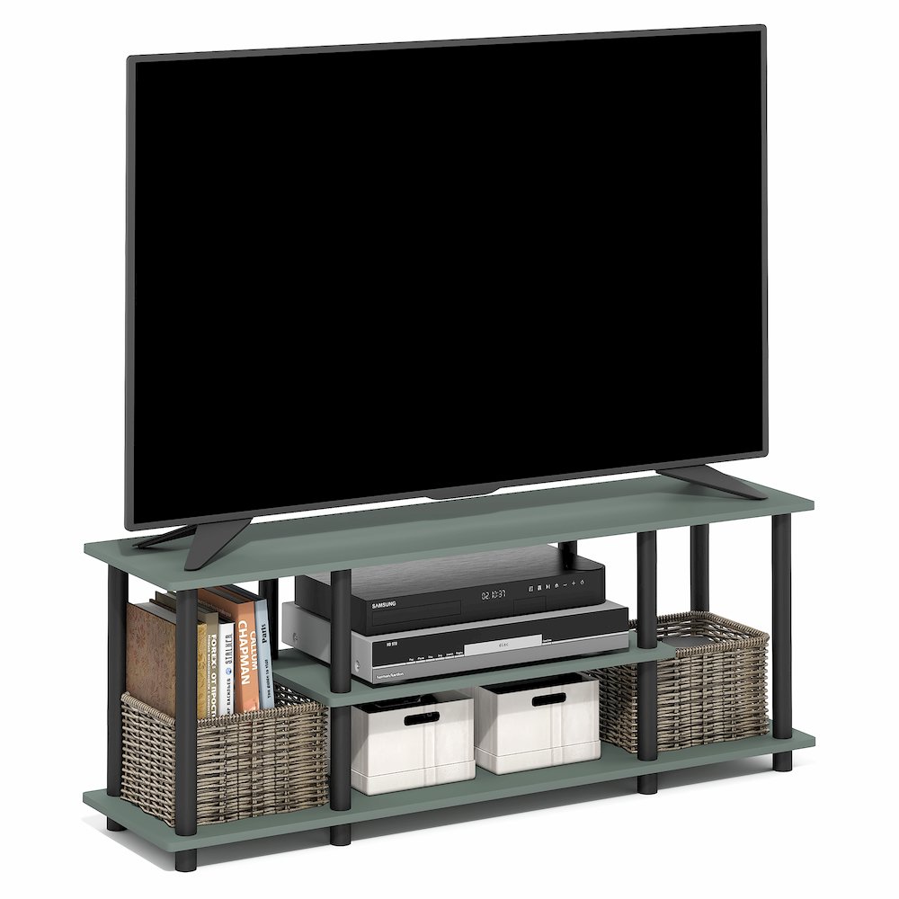 3-Tier 3D Entertainment Center, TV Console for TV up to 50 Inch, Sage Green. Picture 4