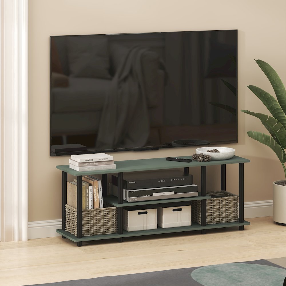 3-Tier 3D Entertainment Center, TV Console for TV up to 50 Inch, Sage Green. Picture 5