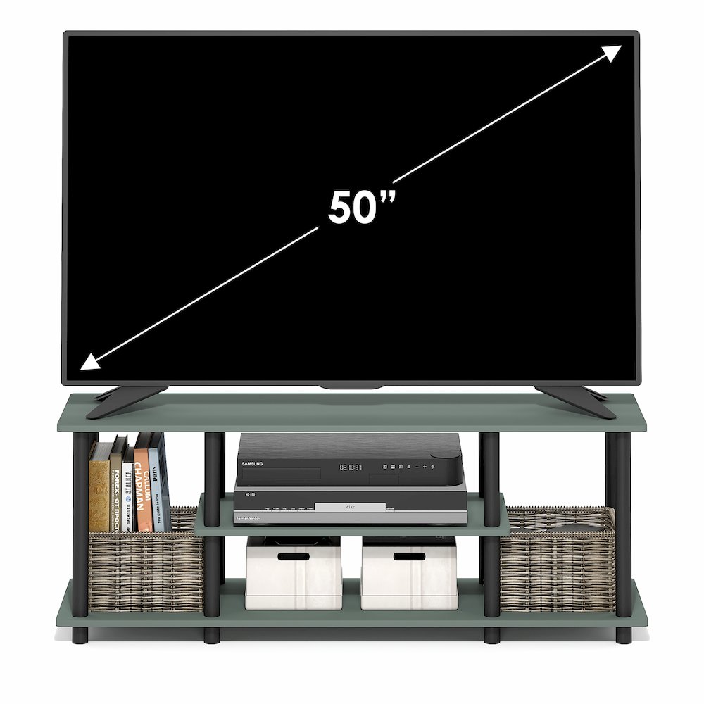 3-Tier 3D Entertainment Center, TV Console for TV up to 50 Inch, Sage Green. Picture 3