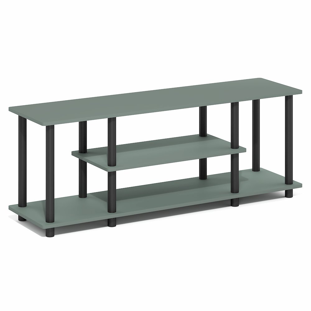 3-Tier 3D Entertainment Center, TV Console for TV up to 50 Inch, Sage Green. Picture 1