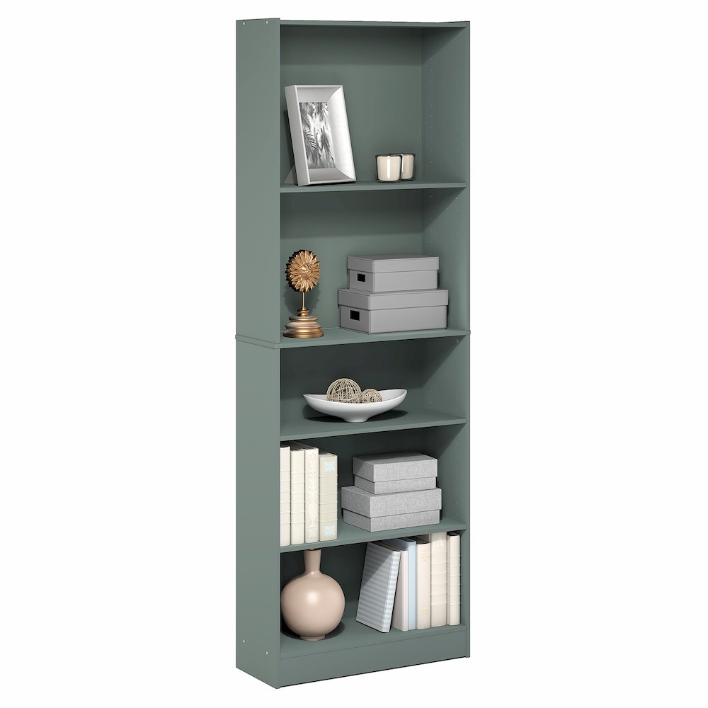 5-Tier Bookshelf, Bookcase, with Adjustable Shelves, Sage Green. Picture 4