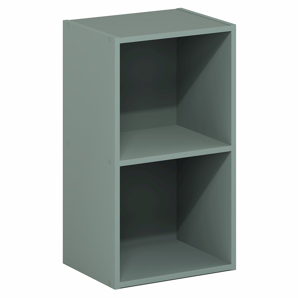 PASIR Book Shelf, 2-Tier Modern Bookshelf, Open Shelves Bookcase, Sage Green. Picture 1
