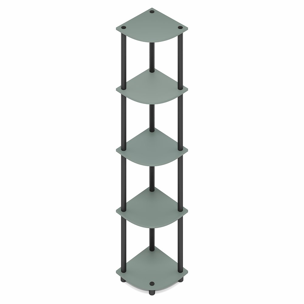 Corner Shelf, 5-Tier Corner Bookshelf, Open Storage Shelves, Sage Green. Picture 3