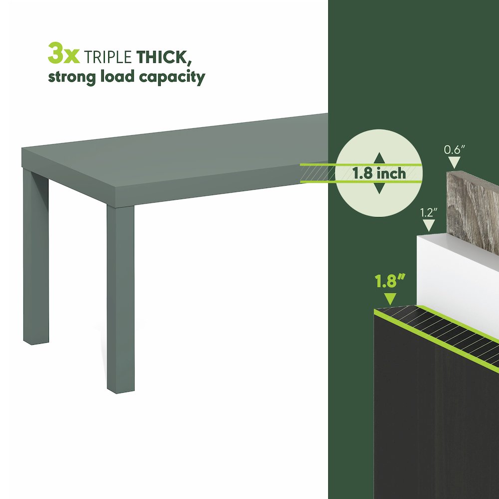 Modern Rectangle Coffee Table with 1.8 Inch Thick Tabletop, Sage Green. Picture 5