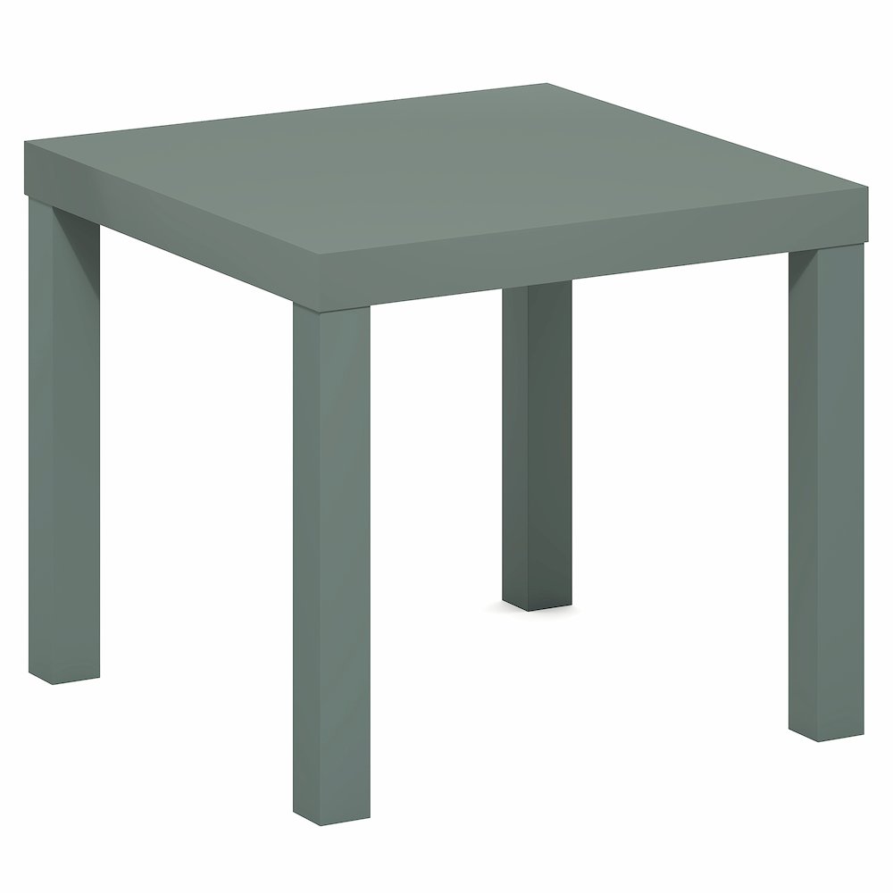 Side Table, Square End Table with 1.8" Thick Tabletop, Sage Green. Picture 1