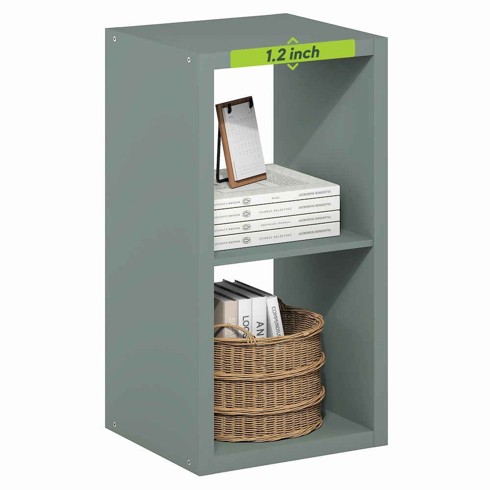 2-Cube Thick Frame Bookshelf, Horizontally & Vertically Reversible, Sage Green. Picture 3