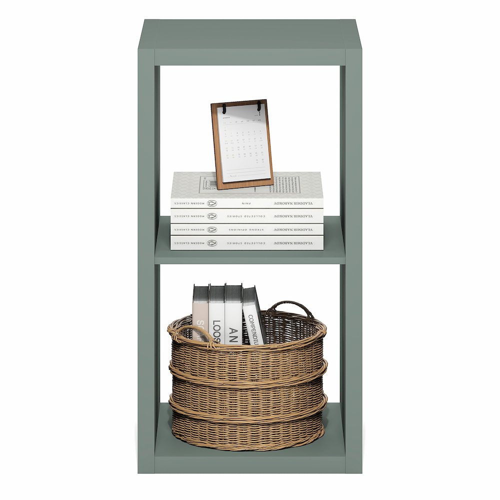 2-Cube Thick Frame Bookshelf, Horizontally & Vertically Reversible, Sage Green. Picture 2