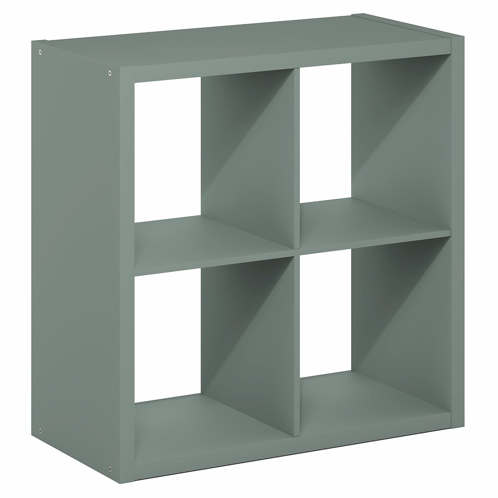 4-Cube Thick Frame Bookshelf, Reversible Bookcase with Open Back, Sage Green. Picture 1