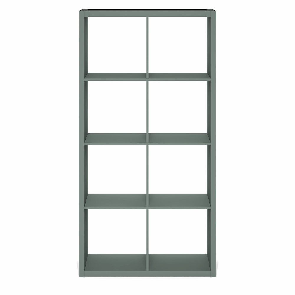 8-Cube Thick Frame Bookshelf, Horizontally & Vertically Reversible, Sage Green. Picture 7