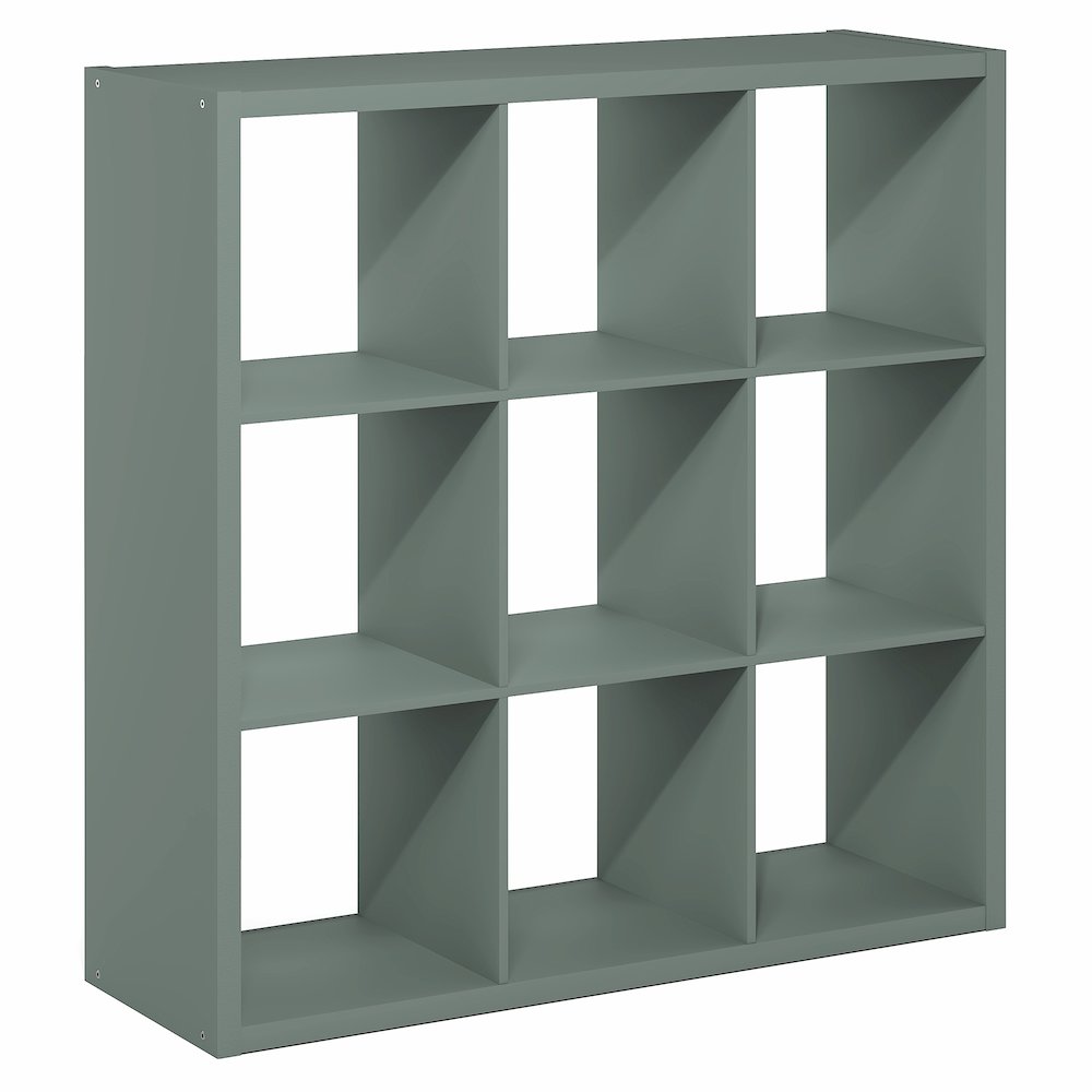 9-Cube Thick Frame Bookshelf, Reversible Bookcase with Open Back, Sage Green. Picture 1