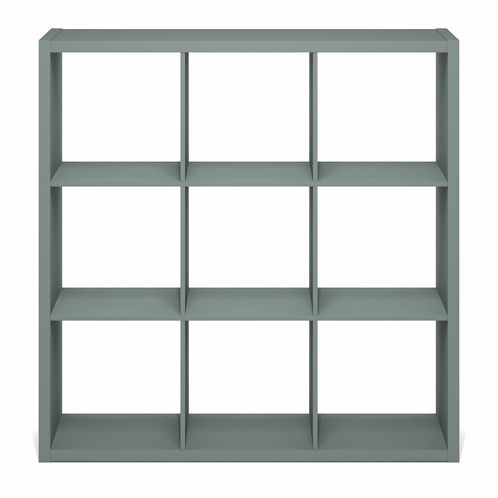 9-Cube Thick Frame Bookshelf, Reversible Bookcase with Open Back, Sage Green. Picture 7