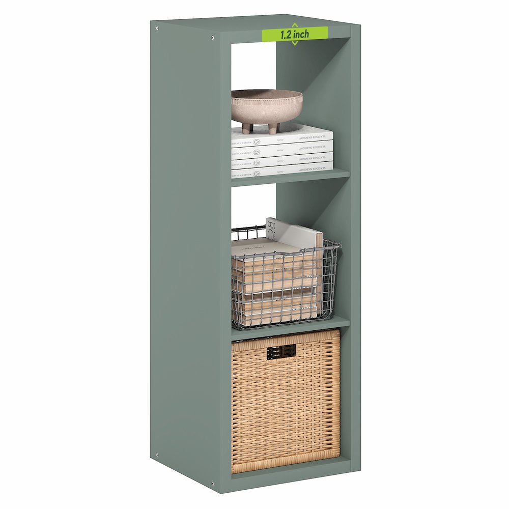 3-Cube Thick Frame Bookshelf, Horizontally & Vertically Reversible, Sage Green. Picture 3