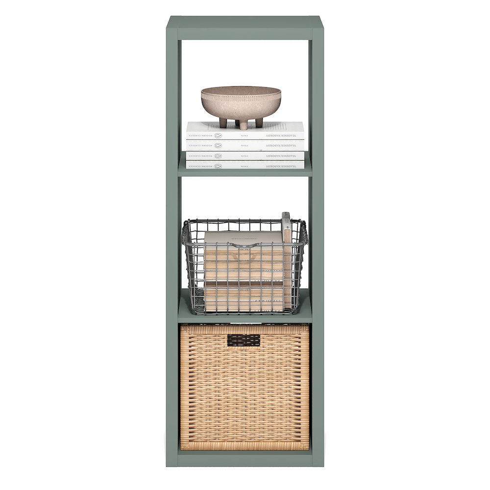 3-Cube Thick Frame Bookshelf, Horizontally & Vertically Reversible, Sage Green. Picture 2