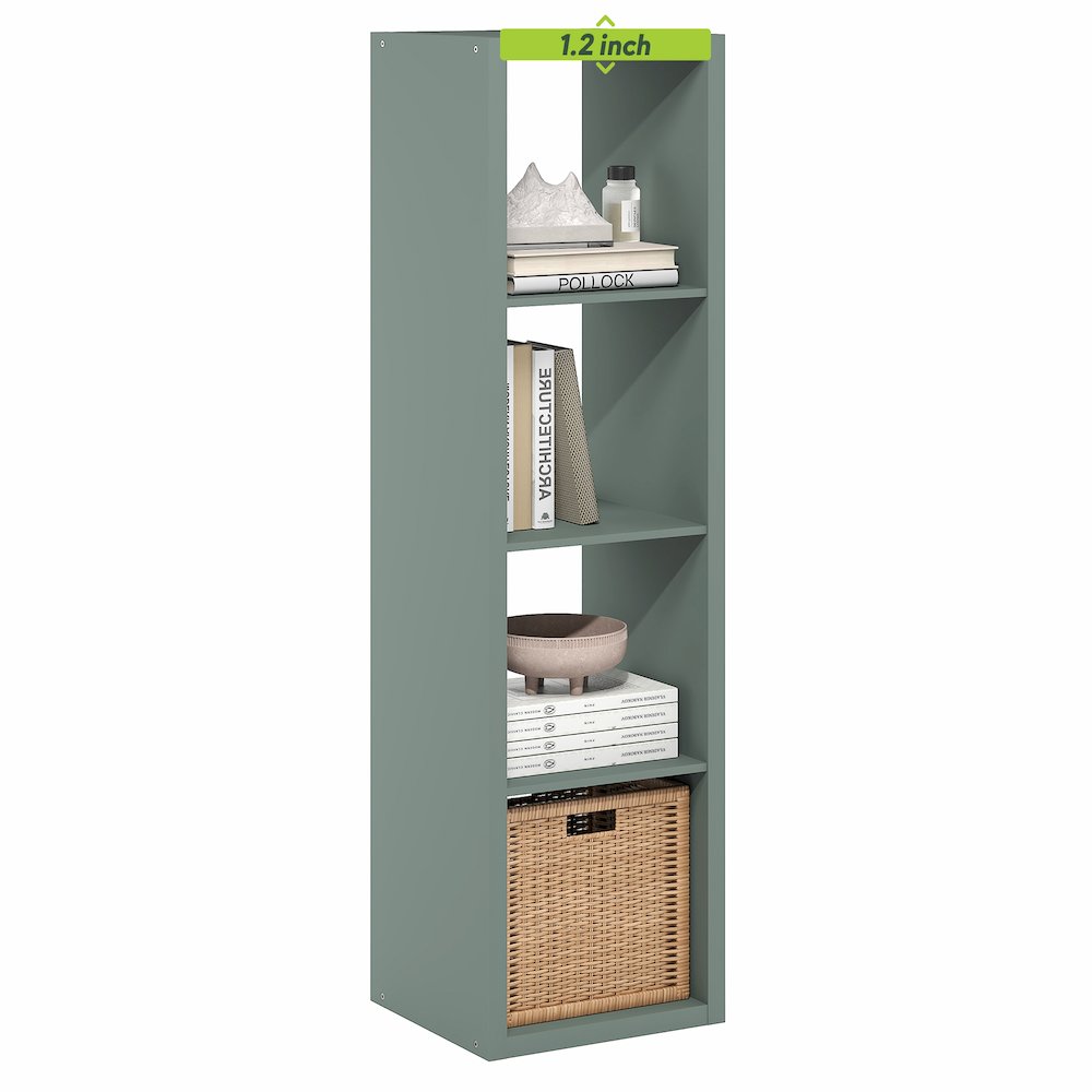 4-Cube Vertical Thick Frame Bookshelf, Sage Green. Picture 3